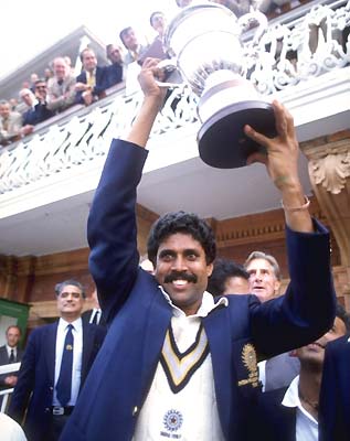 Kapil Dev with 1983 World Cup Trophy at Lords