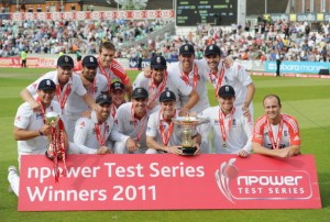 England Cricket Team after their victory over India