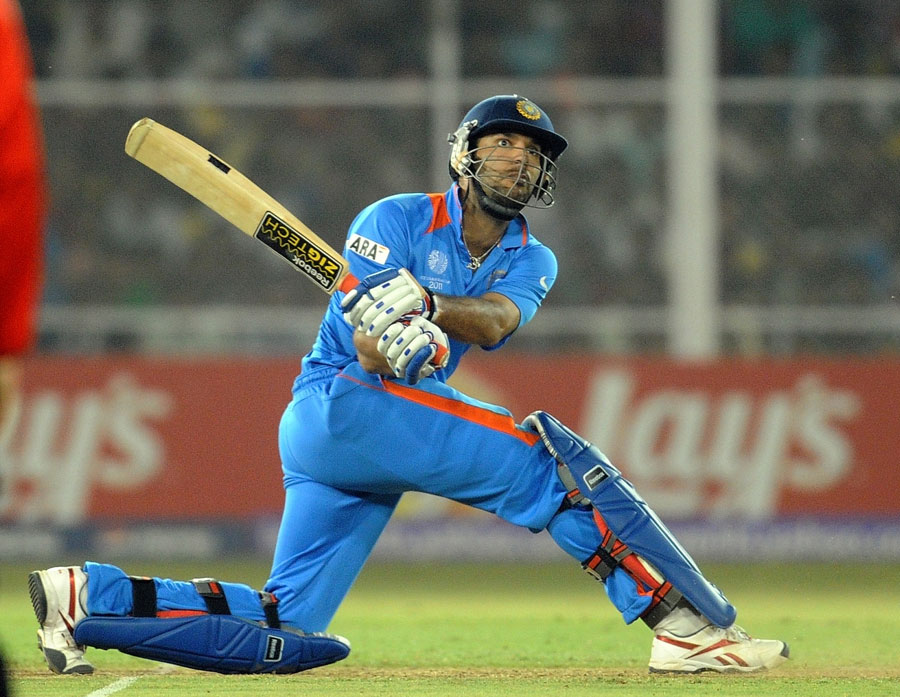 Yuvraj Singh in action during ICC Cricket World Cup 2011