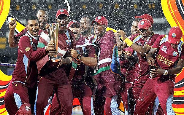 West Indies Cricket team with ICC World Twenty20 2012 Trophy