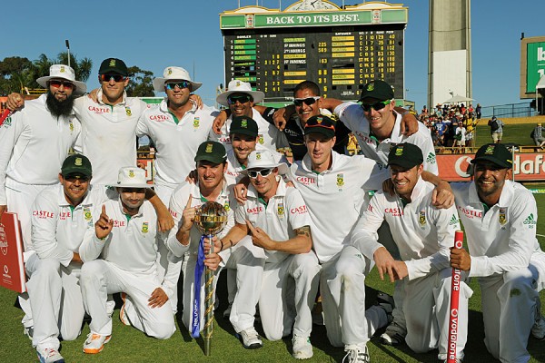 The jubilant South African team after winning the series 1-0