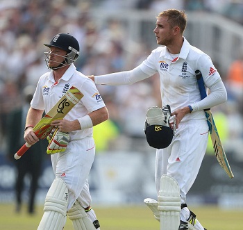 Ian Bell and Stuart  Broad- 108 runs unbeaten partnership for the 7th wicket