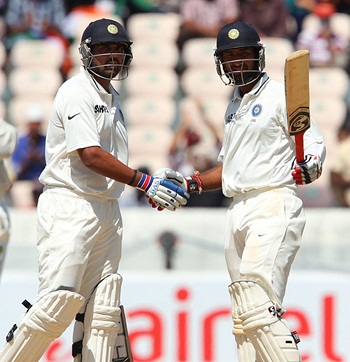 Cheteshwar Pujara and Murali Vijay - An unbroken second wicket partnership of 140 runs