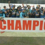 The victorious Sri Lankan side after clinching the series 4-1